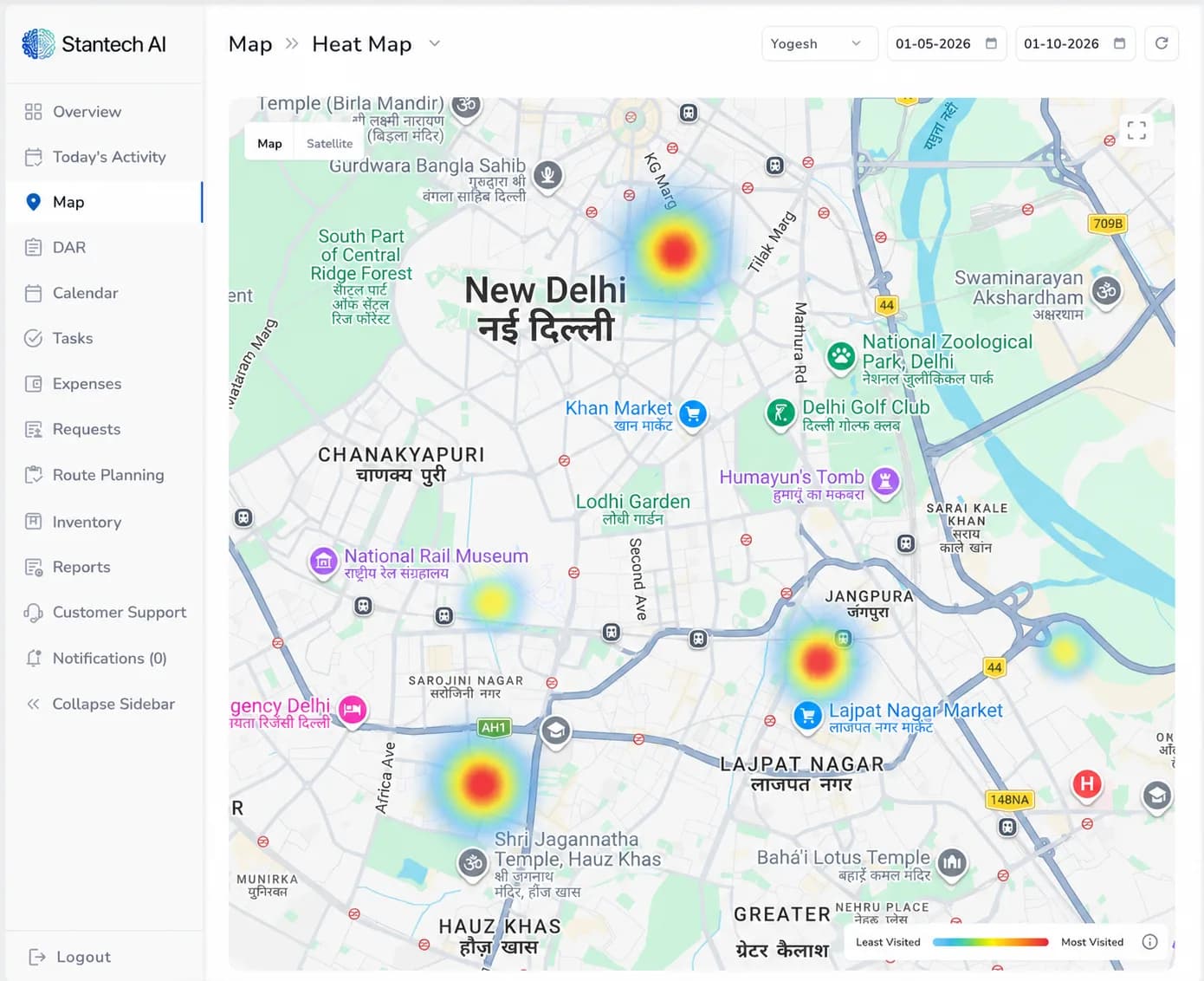 Stan Track visit heat map